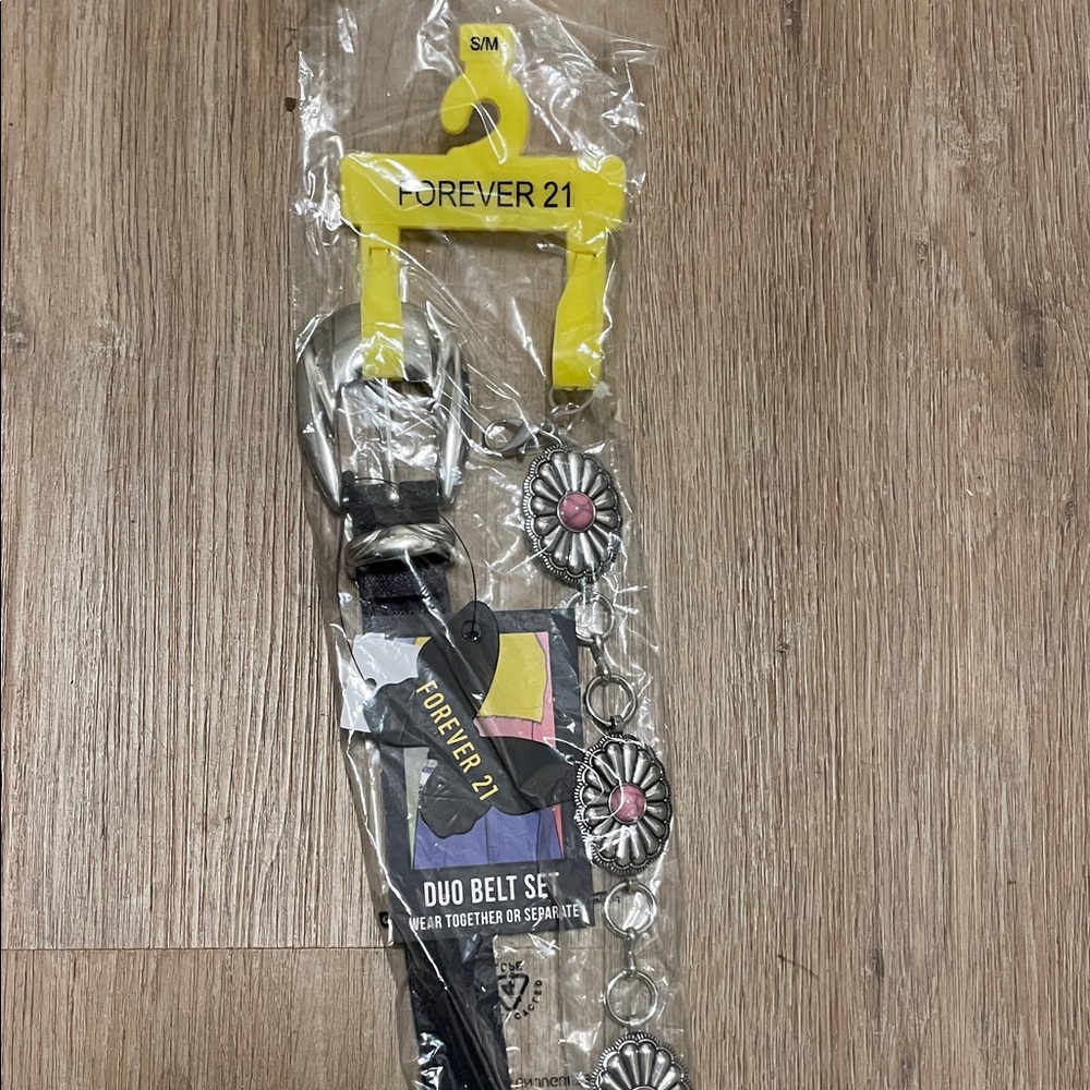 Forever 21 Belt Set with Silver and Pink Details